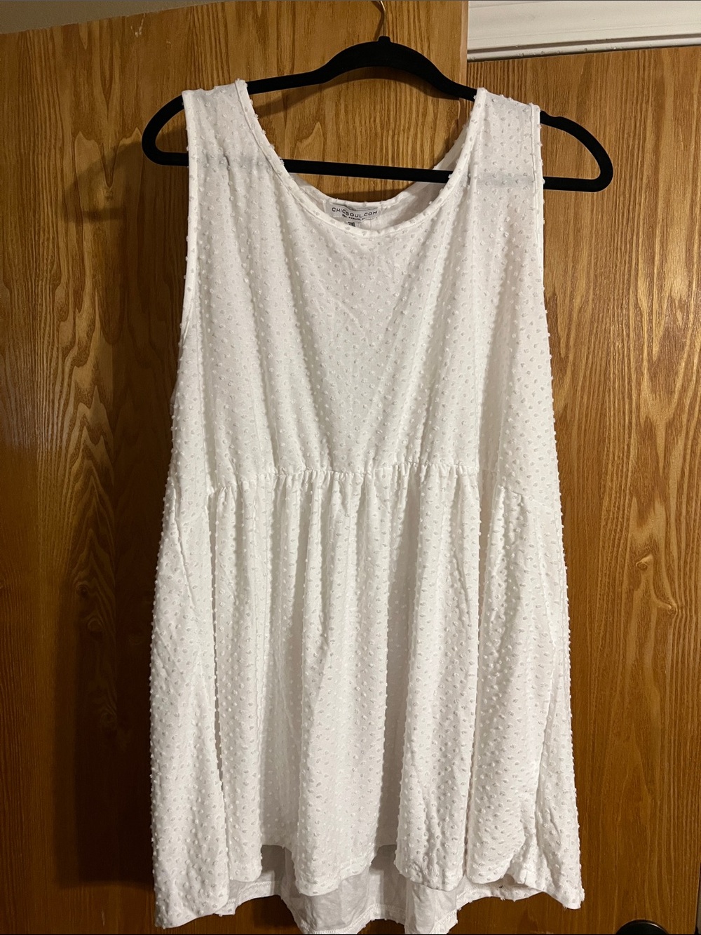 Chic Soul White Swiss Dot Sleeveless Tunic